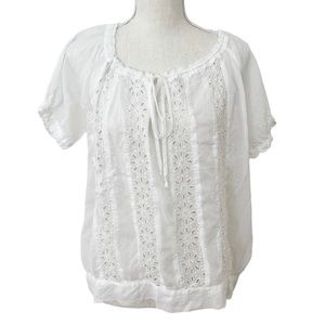 JOHNNY WAS White Peasant Top - Excellent Pre-Owned Condition, Small